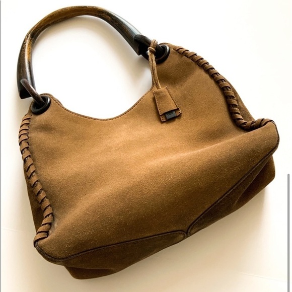 Tom Ford for Gucci Whipstitch Suede Wood-handle Bag - Picture 4 of 14